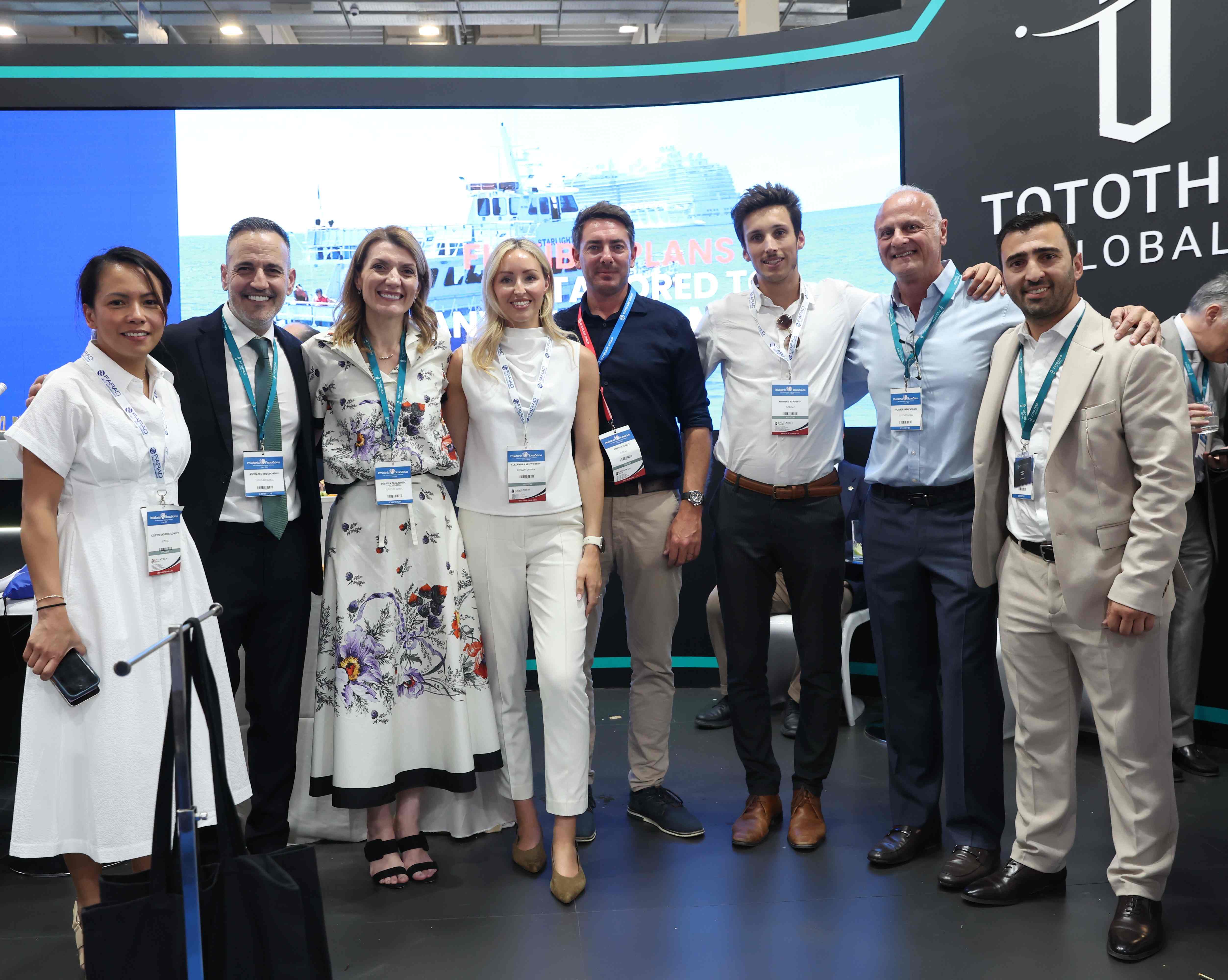 Celeste Endrino-Cowley (Account Director, Maritime - Eutelsat)  Socrates Theodosiou (Co-Ceo - Tototheo Global)  Despina Panayiotou Theodosiou (Co-Ceo - Tototheo Global)  Alexandra Kenworthy (Senior Director, Maritime - Eutelsat)  Stephen Conley (Senior Director, Commercial Management Maritime - Eutelsat)  Antoine Bardiaux (Sales Engineer, Maritime - Eutelsat)  Vlassis Papapanagis (CCO - Tototheo Global)  Marios Makris (Head of Sales - Tototheo Global)